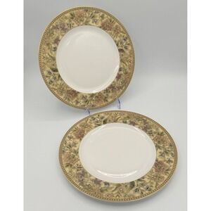 Vtg Wedgwood Floral Tapestry 10.75" Dinner Plates Set of 2 England Cottagecore
